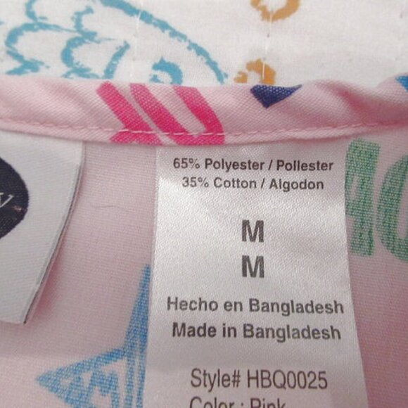 Happy Bunny RAINBOW One Of Those Days SCRUB Top Size M V-NECK Short Sleeve POCKE - Picture 11 of 11